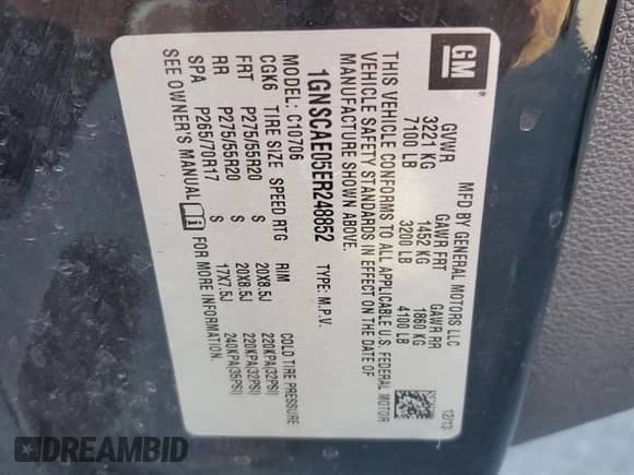 2014 Chevrolet Tahoe LS с VIN 1GNSCAE05ER248852, выставлен на аукционе Copart как лот 80135404 с пробегом 132 523 миль миль и Списание • Salvage title. История ставок и продаж доступна на DreamBid. Изображение 13.