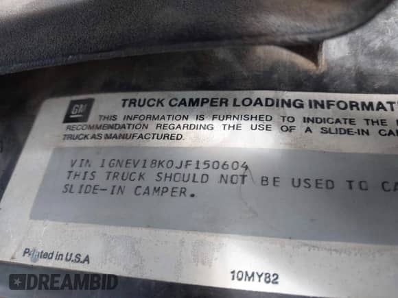 1988 Chevrolet Blazer с VIN 1GNEV18K0JF150604, выставлен на аукционе IAAI как лот 42820527 с пробегом 70 841 миль миль и . История ставок и продаж доступна на DreamBid. Изображение 9.