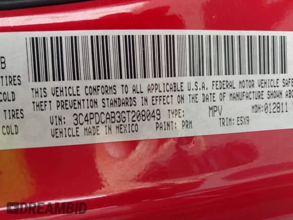 2016 Dodge Journey Canada Value with VIN 3C4PDCAB3GT208049, listed as a IAAI auction lot 43306750 with 162,304 mi miles and . Bid and sale history available at DreamBid. Image 9.