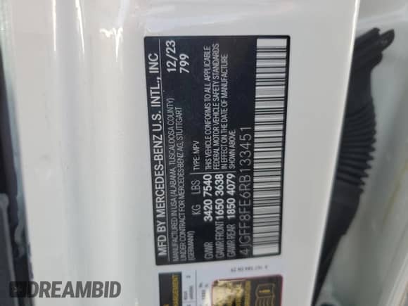 2024 Mercedes-Benz GLS 580 z VIN 4JGFF8FE6RB133451, wystawiony jako Copart lot #44051935 z przebiegiem 6 517 mil mil oraz Szkoda całkowita • Salvage title. Historia ofert i sprzedaży dostępna na DreamBid. Obrazek 13.