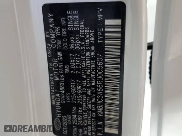 2024 Hyundai Kona SEL z VIN KM8HC3A66RU005607, wystawiony jako Copart lot #66020734 z przebiegiem 7 802 mil mil oraz Szkoda całkowita • Salvage title. Historia ofert i sprzedaży dostępna na DreamBid. Obrazek 12.