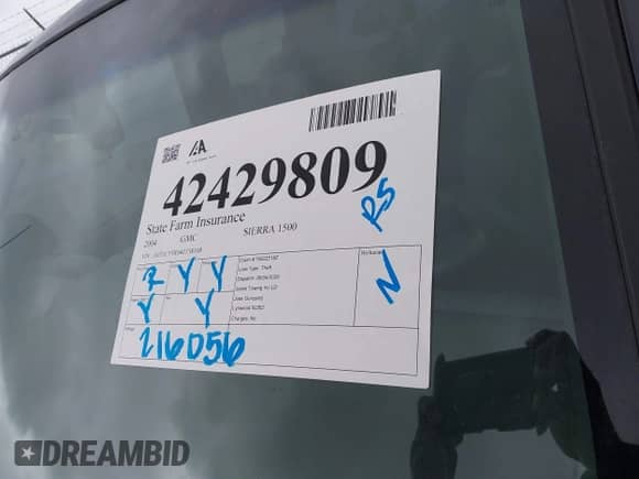 2004 GMC Sierra 1500 with VIN 1GTEC19X04Z338308, listed as a IAAI auction lot 42429809 with 216,056 mi miles and . Bid and sale history available at DreamBid. Image 17.