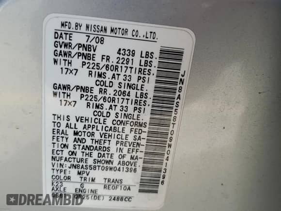 2009 Nissan Rogue SL with VIN JN8AS58T09W041396, listed as a Copart auction lot 71229275 with 191,294 mi miles and Salvage title. Bid and sale history available at DreamBid. Image 13.