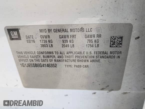 2016 Chevrolet Sonic LTZ с VIN 1G1JE5SB6G4146352, выставлен на аукционе IAAI как лот 42701347 с пробегом 137 094 миль миль и . История ставок и продаж доступна на DreamBid. Изображение 9.