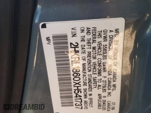 1999 Honda Odyssey EX с VIN 2HKRL1860XH541737, выставлен на аукционе Copart как лот 88897965 с пробегом 112 164 миль миль и Списание • Salvage title. История ставок и продаж доступна на DreamBid. Изображение 15.