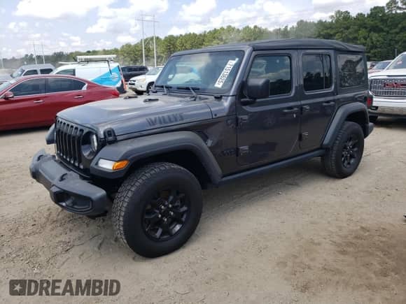 2023 Jeep Wrangler Willys Sport z VIN 1C4HJXDG1PW527679, wystawiony jako Copart lot #71513625 z przebiegiem 54 829 mil mil oraz Szkoda całkowita • Salvage title. Historia ofert i sprzedaży dostępna na DreamBid. Obrazek 1.