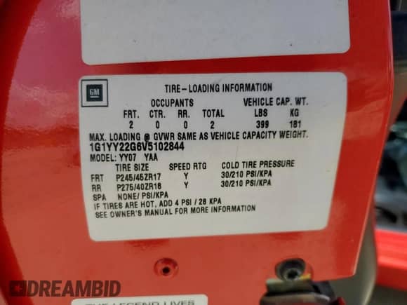 1997 Chevrolet Corvette with VIN 1G1YY22G6V5102844, listed as a Copart auction lot 81498595 with 104,880 mi miles and Salvage title. Bid and sale history available at DreamBid. Image 13.