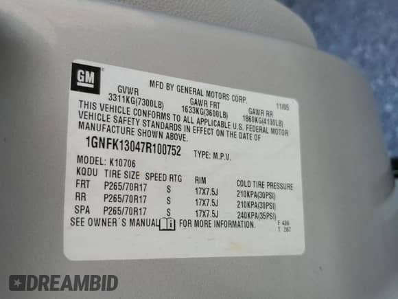2007 Chevrolet Tahoe LT с VIN 1GNFK13047R100752, выставлен на аукционе Copart как лот 87248025 с пробегом 187 982 миль миль и Списание • Salvage title. История ставок и продаж доступна на DreamBid. Изображение 12.
