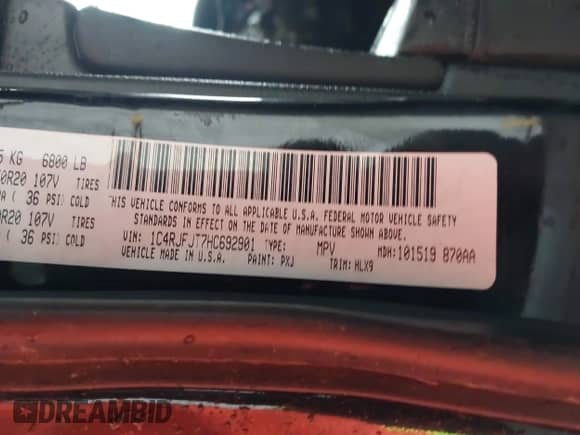 2017 Jeep Grand Cherokee Summit with VIN 1C4RJFJT7HC692901, listed as a IAAI auction lot 41781055 with 119,622 mi miles and . Bid and sale history available at DreamBid. Image 9.