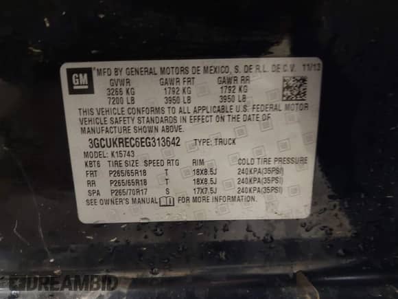 2014 Chevrolet Silverado 1500 LT с VIN 3GCUKREC6EG313642, выставлен на аукционе IAAI как лот 43333440 с пробегом 136 971 миль миль и . История ставок и продаж доступна на DreamBid. Изображение 9.