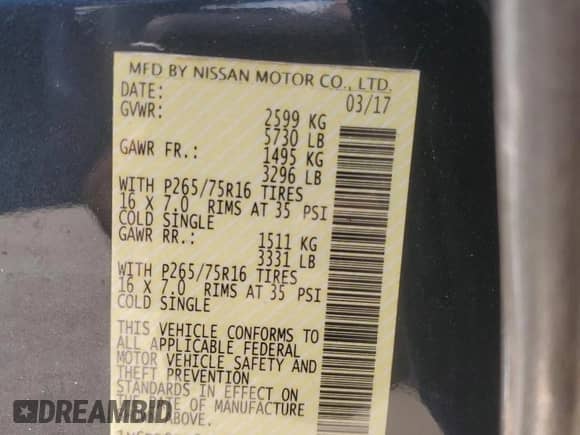 2017 Nissan Frontier Desert Runner with VIN 1N6DD0ER6HN744632, listed as a Copart auction lot 60755185 with 87,037 mi miles and Salvage title. Bid and sale history available at DreamBid. Image 13.