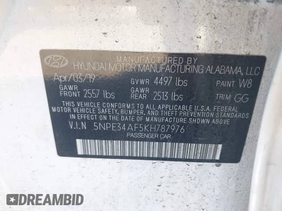 2019 Hyundai Sonata Sport с VIN 5NPE34AF5KH787976, выставлен на аукционе IAAI как лот 43224464 с пробегом 113 285 миль миль и . История ставок и продаж доступна на DreamBid. Изображение 9.