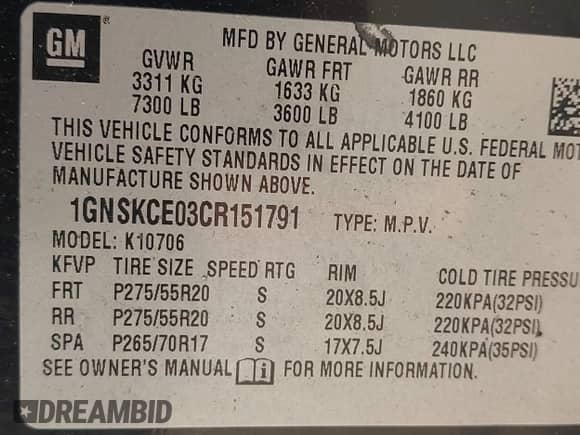 2012 Chevrolet Tahoe LTZ с VIN 1GNSKCE03CR151791, выставлен на аукционе IAAI как лот 42392301 с пробегом 241 228 миль миль и . История ставок и продаж доступна на DreamBid. Изображение 9.