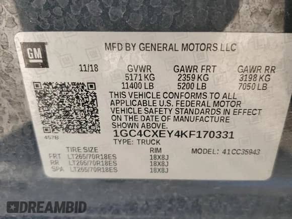 2019 Chevrolet Silverado 1500 with VIN 1GC4CXEY4KF170331, listed as a Copart auction lot 63384875 with 87,514 mi miles and Salvage title. Bid and sale history available at DreamBid. Image 13.
