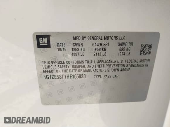 2017 Chevrolet Malibu LT с VIN 1G1ZE5ST7HF165820, выставлен на аукционе IAAI как лот 41211704 с пробегом 230 505 миль миль и . История ставок и продаж доступна на DreamBid. Изображение 9.