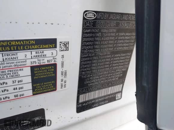 2020 Land Rover Range Rover Sport HST с VIN SALWS2RU0LA733551, выставлен на аукционе IAAI как лот 41821701 с пробегом 65 746 миль миль и . История ставок и продаж доступна на DreamBid. Изображение 9.