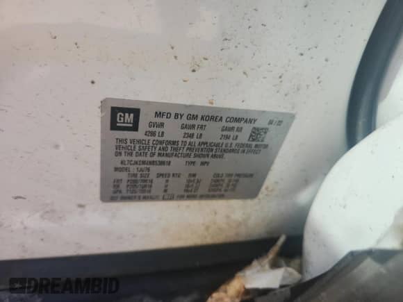 2022 Chevrolet Trax LS с VIN KL7CJKSM4NB538618, выставлен на аукционе Copart как лот 67206455 с пробегом 42 722 миль миль и Чистый • Clean title. История ставок и продаж доступна на DreamBid. Изображение 13.