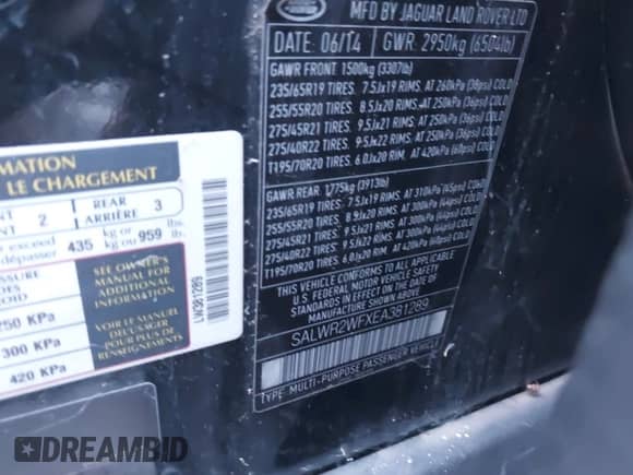 2014 Land Rover Range Rover Sport HSE с VIN SALWR2WFXEA381289, выставлен на аукционе IAAI как лот 43447064 с пробегом 109 216 миль миль и . История ставок и продаж доступна на DreamBid. Изображение 9.