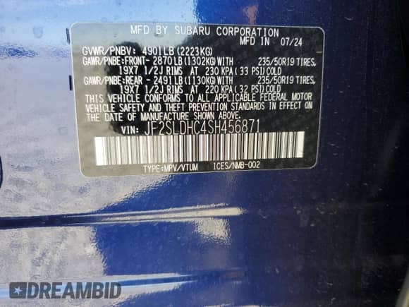 2025 Subaru Forester Special Sports z VIN JF2SLDHC4SH456871, wystawiony jako Copart lot #69615785 z przebiegiem 10 855 mil mil oraz Szkoda całkowita • Salvage title. Historia ofert i sprzedaży dostępna na DreamBid. Obrazek 14.