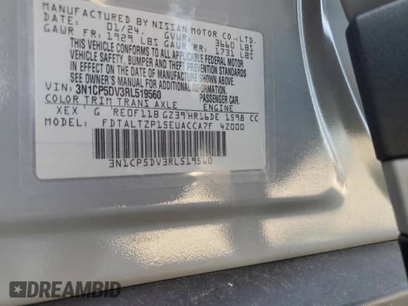 2024 Nissan Kicks SR с VIN 3N1CP5DV3RL519560, выставлен на аукционе Copart как лот 69415445 с пробегом 29 455 миль миль и Списание • Salvage title. История ставок и продаж доступна на DreamBid. Изображение 14.