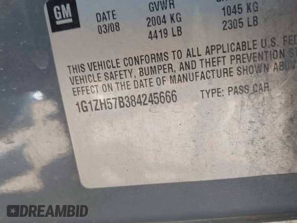 2008 Chevrolet Malibu 1LT с VIN 1G1ZH57B384245666, выставлен на аукционе IAAI как лот 43245984 с пробегом Не указан миль и . История ставок и продаж доступна на DreamBid. Изображение 9.