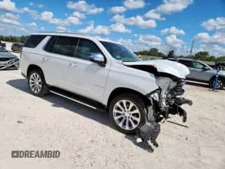 2023 Chevrolet Tahoe Premier with VIN 1GNSCSKD2PR262160, listed as a Copart auction lot 81327285 with 25,164 mi miles and Salvage title. Bid and sale history available at DreamBid. Image 4.