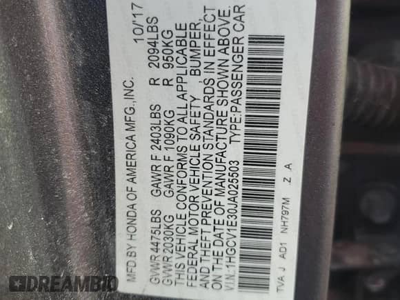 2018 Honda Accord Sport with VIN 1HGCV1E30JA025503, listed as a Copart auction lot 80267204 with 89,119 mi miles and Clean title. Bid and sale history available at DreamBid. Image 12.