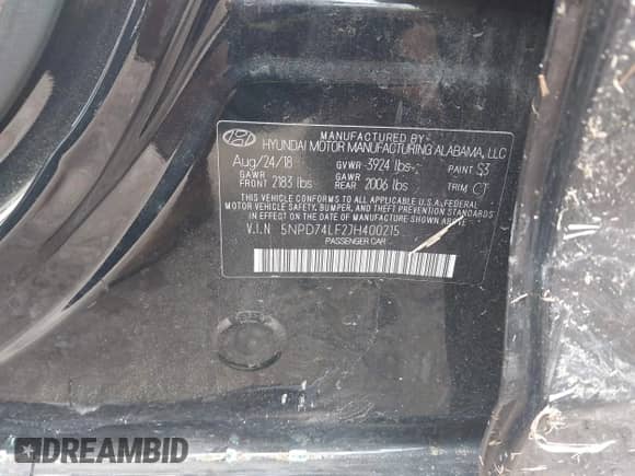 2018 Hyundai Elantra SE with VIN 5NPD74LF2JH400215, listed as a IAAI auction lot 42715268 with 82,585 mi miles and . Bid and sale history available at DreamBid. Image 9.