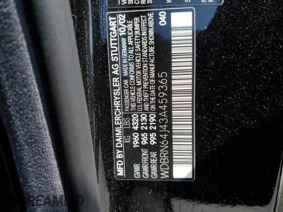 2003 Mercedes-Benz C 320 z VIN WDBRN64J43A459365, wystawiony jako Copart lot #65401525 z przebiegiem 129 633 mil mil oraz Szkoda całkowita • Salvage title. Historia ofert i sprzedaży dostępna na DreamBid. Obrazek 12.