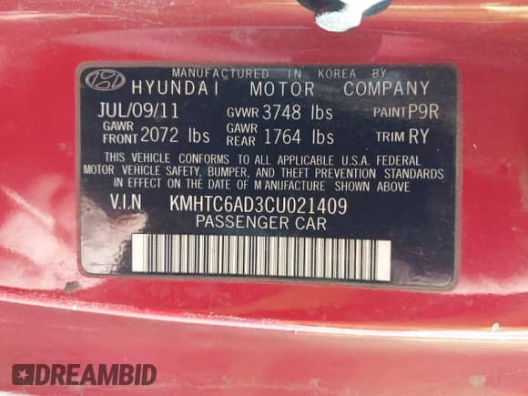 2012 Hyundai Veloster w/Gray Int z VIN KMHTC6AD3CU021409, wystawiony jako IAAI lot #43181633 z przebiegiem 149 988 mil mil oraz . Historia ofert i sprzedaży dostępna na DreamBid. Obrazek 9.