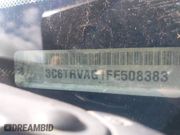 2015 Ram ProMaster Cargo с VIN 3C6TRVAG1FE508383, выставлен на аукционе IAAI как лот 43143480 с пробегом 173 491 миль миль и . История ставок и продаж доступна на DreamBid. Изображение 17.