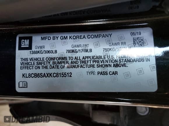 2019 Chevrolet Spark LS with VIN KL8CB6SAXKC815512, listed as a Copart auction lot 84271055 with 70,909 mi miles and Salvage title. Bid and sale history available at DreamBid. Image 12.