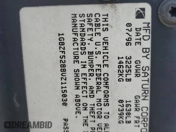 1997 Saturn SL z VIN 1G8ZF5288VZ115030, wystawiony jako Copart lot #80317135 z przebiegiem 259 292 mil mil oraz Szkoda całkowita • Salvage title. Historia ofert i sprzedaży dostępna na DreamBid. Obrazek 12.