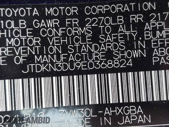 2014 Toyota Prius Four z VIN JTDKN3DU9E0368824, wystawiony jako IAAI lot #42092046 z przebiegiem 217 704 mil mil oraz . Historia ofert i sprzedaży dostępna na DreamBid. Obrazek 9.