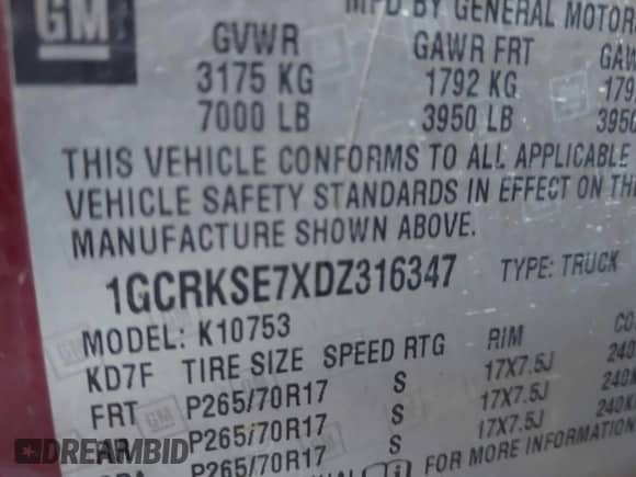 2013 Chevrolet Silverado 1500 LT z VIN 1GCRKSE7XDZ316347, wystawiony jako IAAI lot #43521804 z przebiegiem 385 847 mil mil oraz . Historia ofert i sprzedaży dostępna na DreamBid. Obrazek 9.