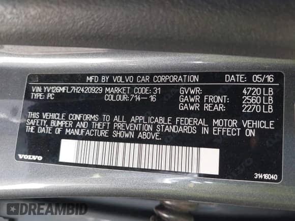 2017 Volvo S60 Dynamic с VIN YV126MFL7H2420929, выставлен на аукционе IAAI как лот 43292833 с пробегом 107 144 миль миль и . История ставок и продаж доступна на DreamBid. Изображение 9.