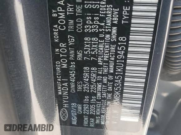 2019 Hyundai Kona Ultimate с VIN KM8K53A51KU194518, выставлен на аукционе Copart как лот 69579905 с пробегом 84 529 миль миль и Чистый • Clean title. История ставок и продаж доступна на DreamBid. Изображение 12.