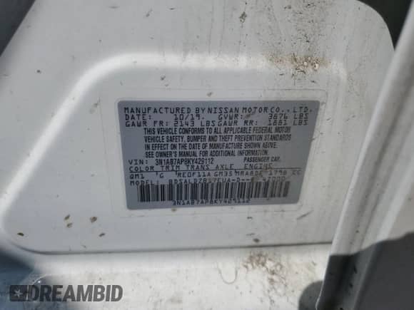 2019 Nissan Sentra SR with VIN 3N1AB7AP8KY429112, listed as a Copart auction lot 68365445 with 104,737 mi miles and Salvage title. Bid and sale history available at DreamBid. Image 13.