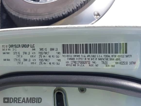 2011 Ram 1500 ST с VIN 1D7RB1CP5BS628732, выставлен на аукционе IAAI как лот 41617635 с пробегом 123 566 миль миль и . История ставок и продаж доступна на DreamBid. Изображение 9.