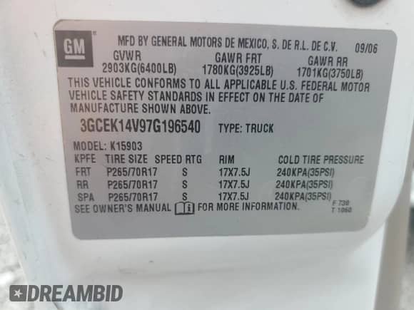 2007 Chevrolet Silverado 1500 Work Truck с VIN 3GCEK14V97G196540, выставлен на аукционе Copart как лот 69636355 с пробегом 195 818 миль миль и Списание • Salvage title. История ставок и продаж доступна на DreamBid. Изображение 12.