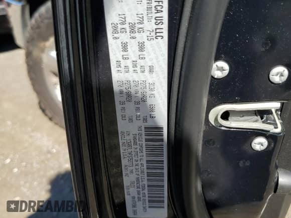 2015 Ram 1500 Big Horn with VIN 1C6RR7LTXFS752773, listed as a Copart auction lot 70016275 with 126,077 mi miles and Salvage title. Bid and sale history available at DreamBid. Image 12.