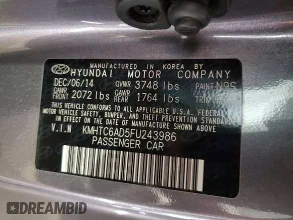 2015 Hyundai Veloster z VIN KMHTC6AD5FU243986, wystawiony jako Copart lot #84944785 z przebiegiem 67 979 mil mil oraz Szkoda całkowita • Salvage title. Historia ofert i sprzedaży dostępna na DreamBid. Obrazek 13.