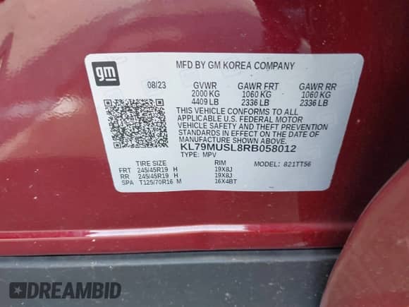 2024 Chevrolet TrailBlazer RS с VIN KL79MUSL8RB058012, выставлен на аукционе IAAI как лот 42391748 с пробегом 10 355 миль миль и . История ставок и продаж доступна на DreamBid. Изображение 9.