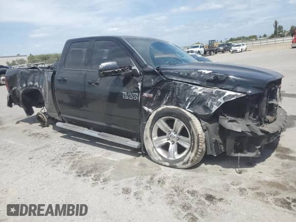 2014 Ram 1500 Sport with VIN 1C6RR6HT1ES372352, listed as a Copart auction lot 54484735 with 104,236 mi miles and Salvage title. Bid and sale history available at DreamBid. Image 4.