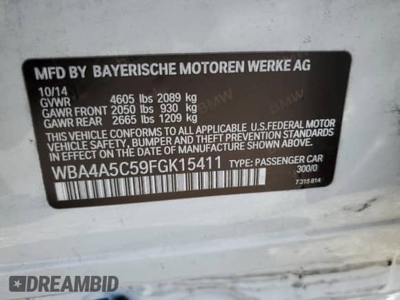 2015 BMW 4 Series 428i z VIN WBA4A5C59FGK15411, wystawiony jako Copart lot #64403615 z przebiegiem 108 660 mil mil oraz Szkoda całkowita • Salvage title. Historia ofert i sprzedaży dostępna na DreamBid. Obrazek 13.