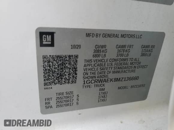 2021 Chevrolet Silverado 1500 Work Truck with VIN 1GCRWAEK8MZ136660, listed as a Copart auction lot 78802004 with 76,038 mi miles and Salvage title. Bid and sale history available at DreamBid. Image 12.