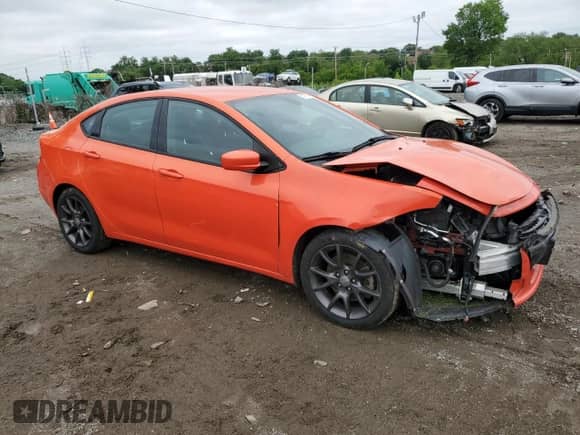 2016 Dodge Dart SXT Sport Blacktop with VIN 1C3CDFFA3GD820682, listed as a Copart auction lot 57075985 with 99,799 mi miles and Salvage title. Bid and sale history available at DreamBid. Image 4.