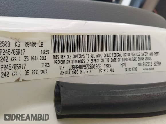 2007 Jeep Commander Sport с VIN 1J8HG48P97C601058, выставлен на аукционе IAAI как лот 42489447 с пробегом 200 103 миль миль и . История ставок и продаж доступна на DreamBid. Изображение 9.