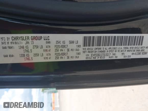 2013 Dodge Journey SXT с VIN 3C4PDDBG1DT615217, выставлен на аукционе IAAI как лот 42728052 с пробегом 234 347 миль миль и . История ставок и продаж доступна на DreamBid. Изображение 9.