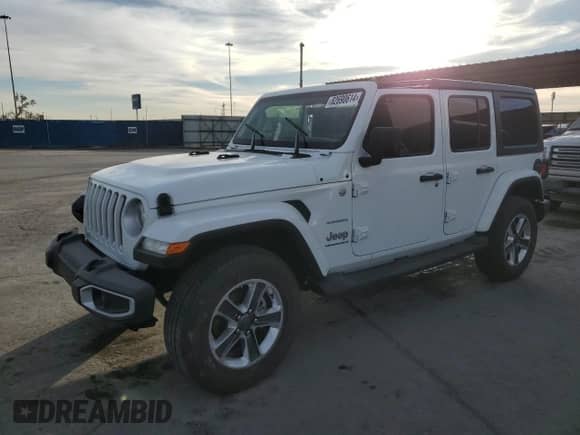 2023 Jeep Wrangler Sahara с VIN 1C4HJXEGXPW511883, выставлен на аукционе Copart как лот 82690614 с пробегом 17 848 миль миль и Списание • Salvage title. История ставок и продаж доступна на DreamBid. Изображение 1.